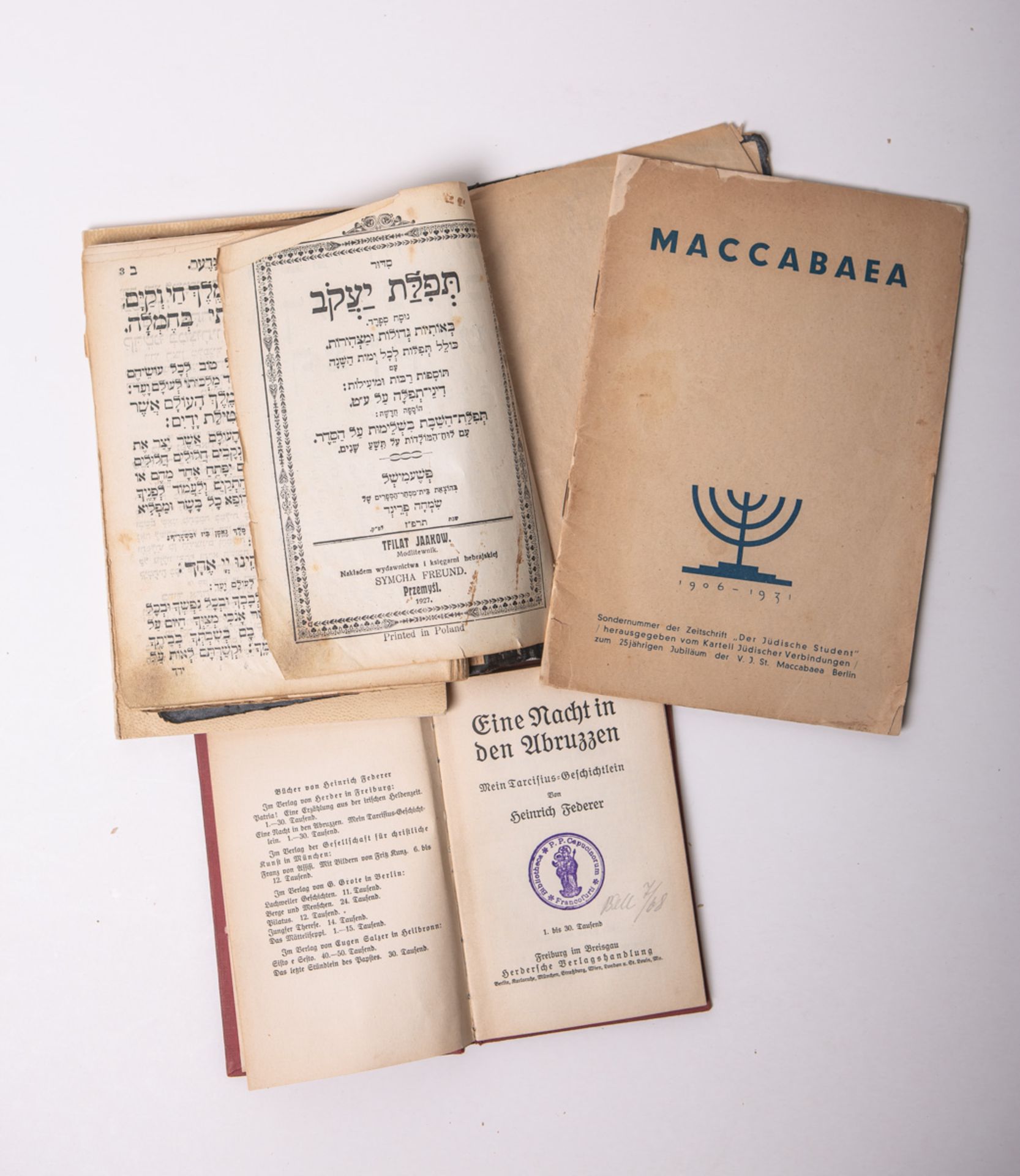 4-teiliges Konvolut von jüdischen Büchern