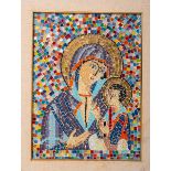 KünstlerIn unbekannt (Italien, wohl 20. Jh.), Mosaikbild "Madonna m. Kind"