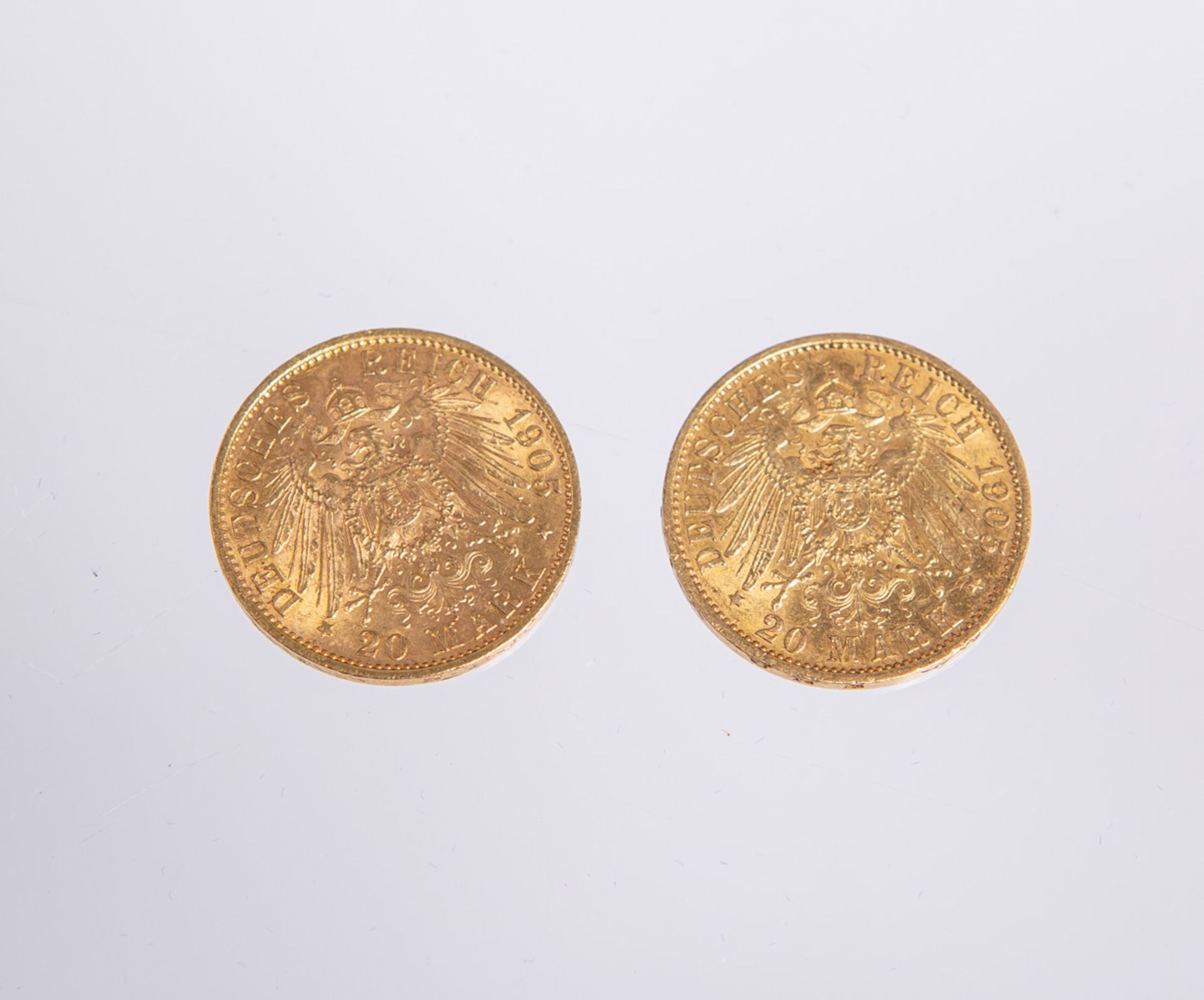 2-teiliges Konvolut von 20-Mark Münzen "Wilhelm II. Deutscher Kaiser König von Preussen" (Deutsches  - Bild 2 aus 2