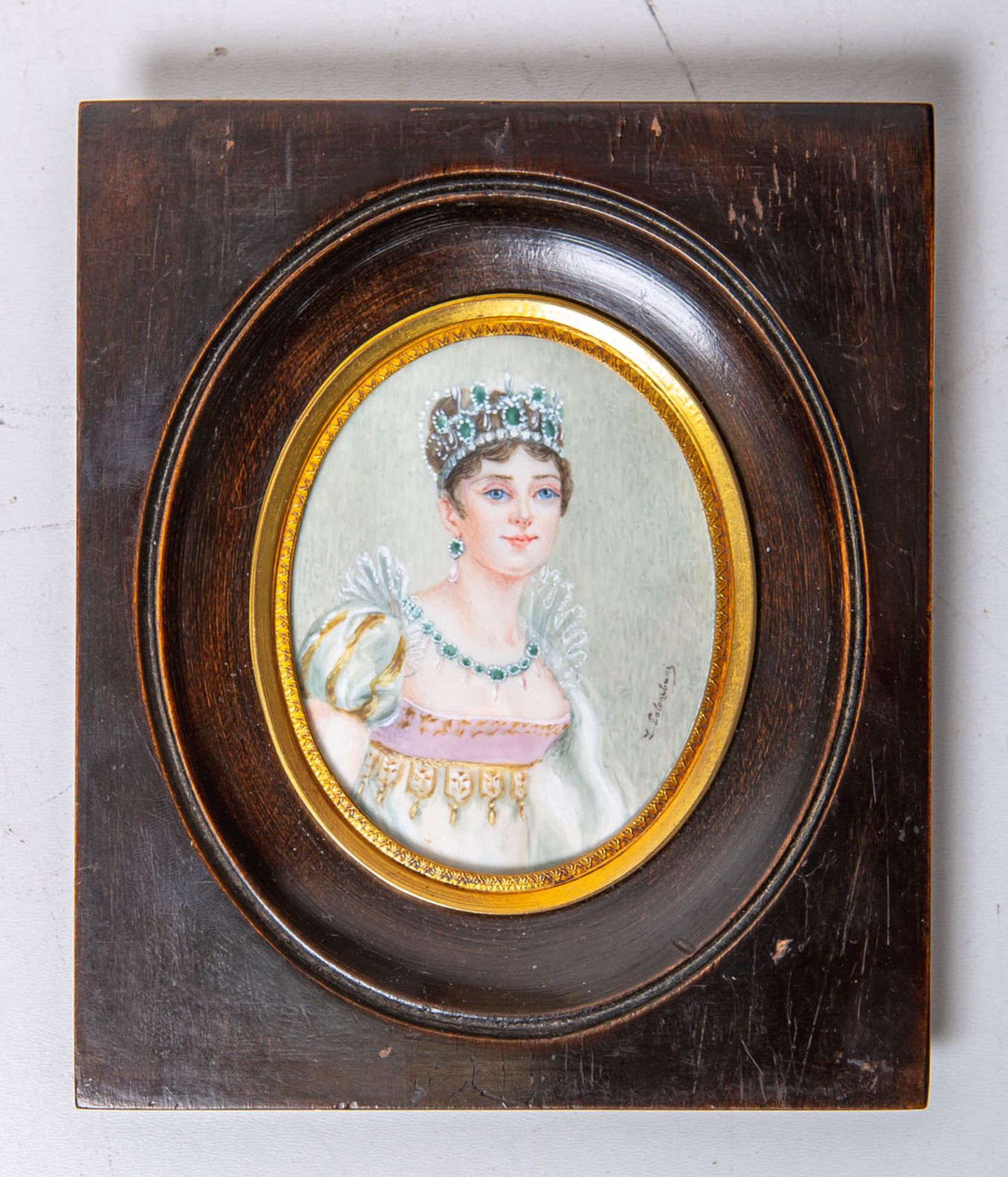 Colombani, L. (wohl 19. Jh.), Portrait einer jungen Dame m. reichem Schmuck u. Krone (wohl um 1850)