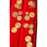 18-teiliges Konvolut von Goldmünzen 900/986/999 GG