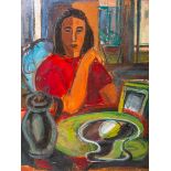 Kaatz, Erich (1909 - 1971), Frau am Tisch sitzend