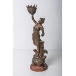 Figur / Kerzenhalter "Nymphe des Flots" (Frankreich, um 1900)