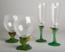 4-teiliges Set von Gläsern (Daum Nancy, Frankreich, um 1900, Jugendstil)