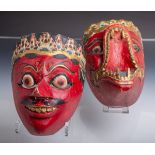 2-teiliges Konvolut von Javanischen Tanzmasken (Bali, wohl um 1920)