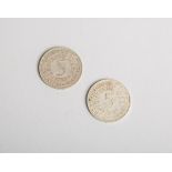 2-teiliges Konvolut von 5-Mark Münzen "Adler" (BRD, 1956 u. 1963)