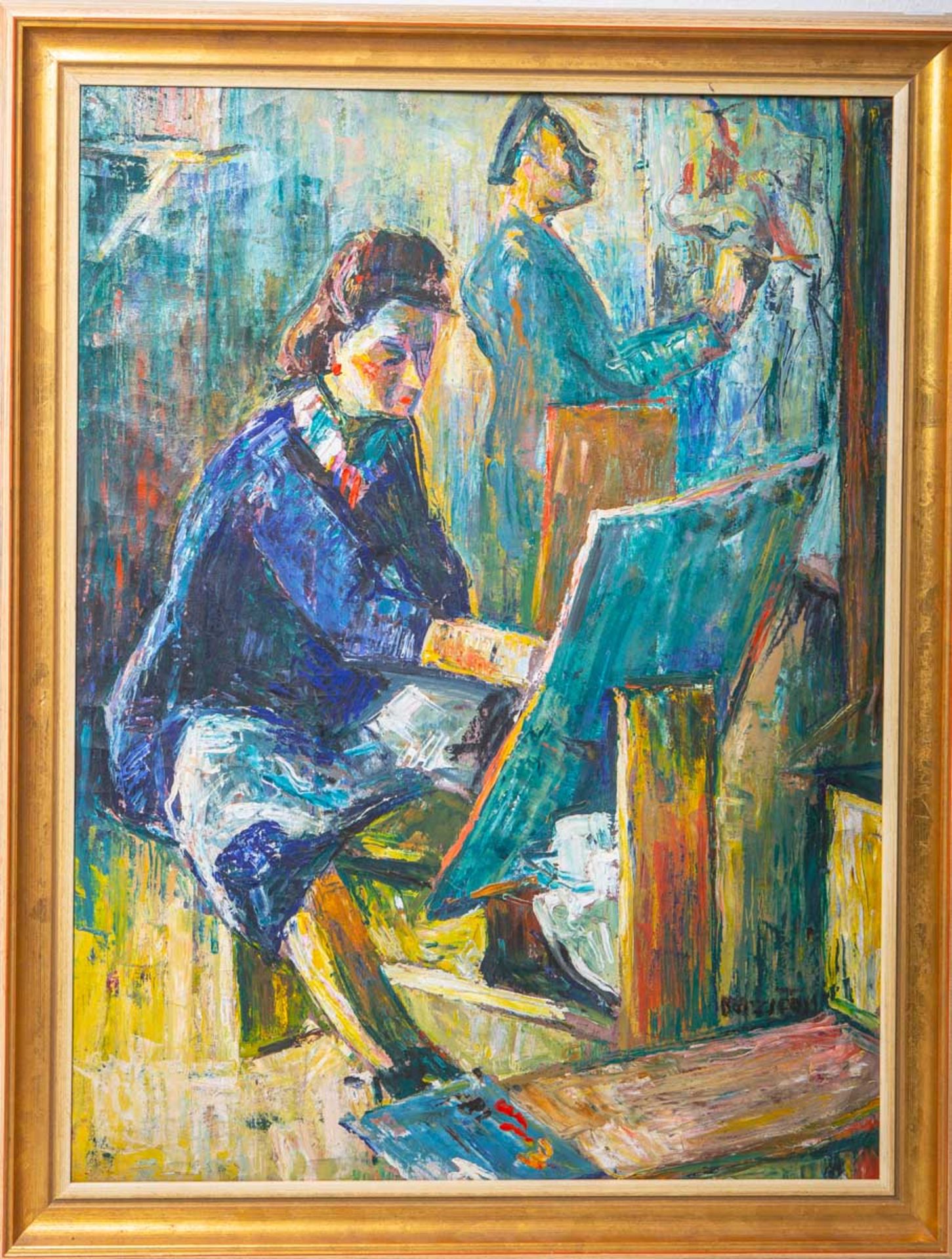 KünstlerIn unbekannt (Ungarn, 20. Jh.), Maler m. einer Malerin im Atelier