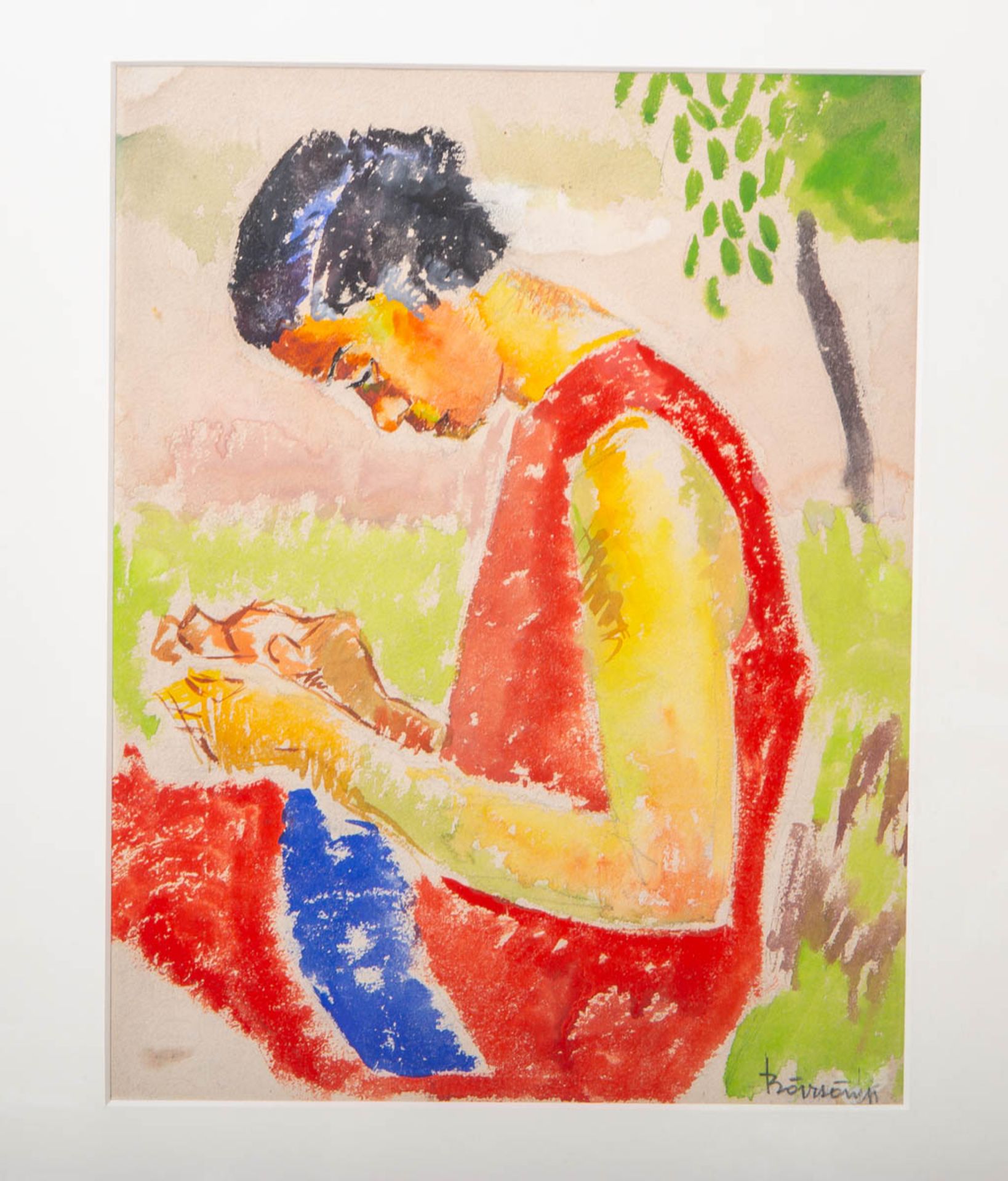KünstlerIn unbekannt (21. Jh.), Darst. einer Frau unter einem Baum sitzend