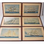 KünstlerIn unbekannt (20. Jh.), 6 dekorative Drucke m. Darstellung von Segelschiffen