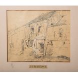 Rousseau, Theodore (1812 - 1867), Straßenansicht mit alten Häuserfassaden