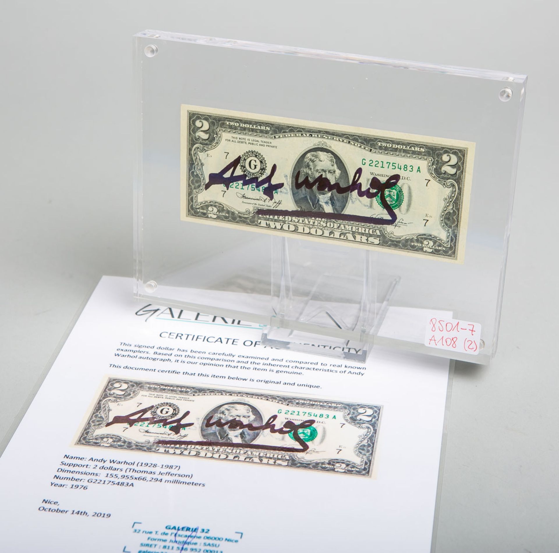 Warhol, Andy (1928 - 1987), "2 USD (Thomas Jefferson)" (1976)