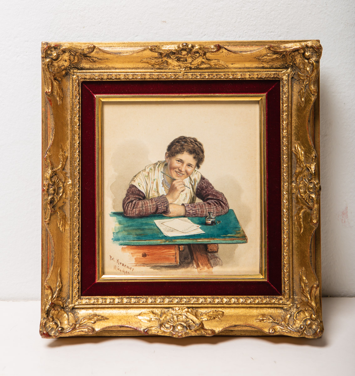 Krämer, Peter II (1857 - 1936), Junge Frau beim Schreiben eines Briefes