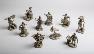 10-teiliges Konvolut von Zinn-Figuren (Fine Pewter)