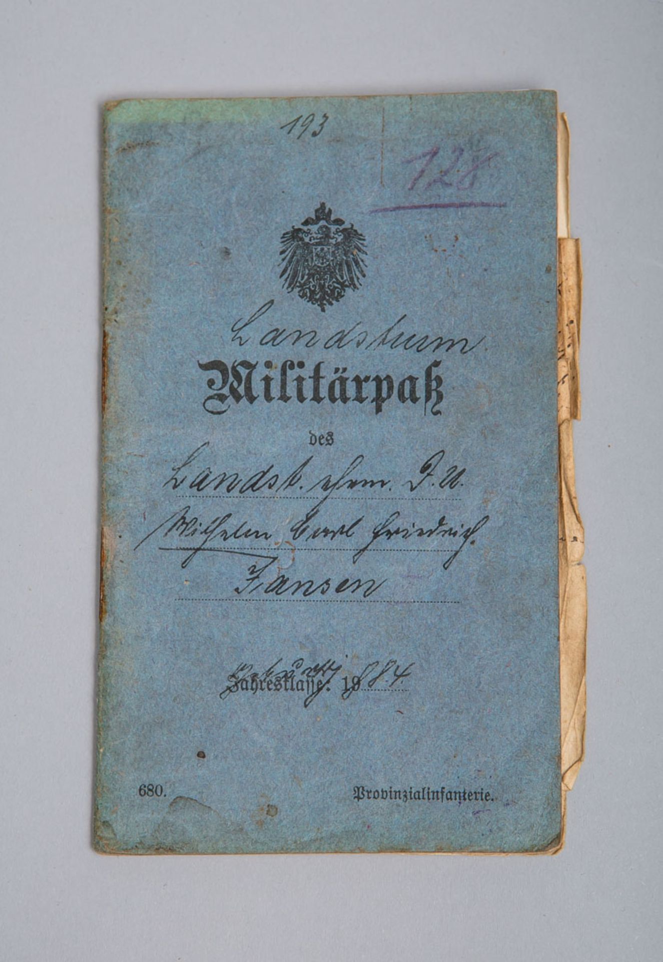 Landsturm Militärpaß des "Wilhelm Jansen"