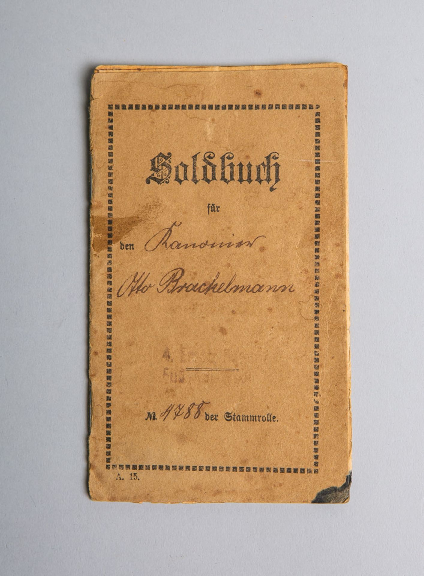 Soldbuch des Kanoniers "Otto Brackelmann"