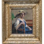 Künstler/in unbekannt (19./20. Jh.), Portrait einer jungen sitzenden Frau (wohl 1920er Jahre)