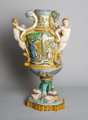 Große Mojolika-Vase (Italien, wohl 19. Jh.)