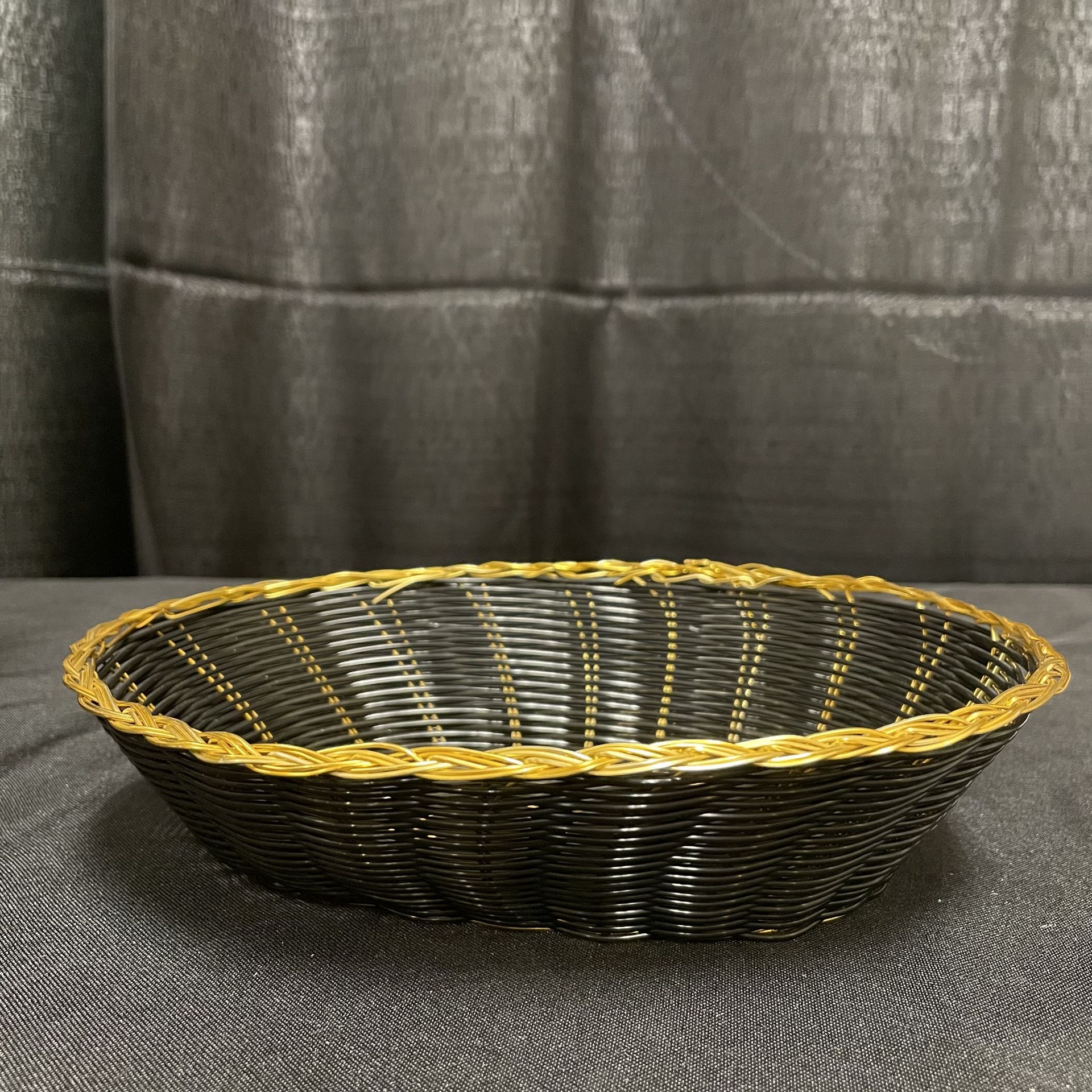 Basket - Bread - Black w/Gold Rim - 9 x 6 x 2.5