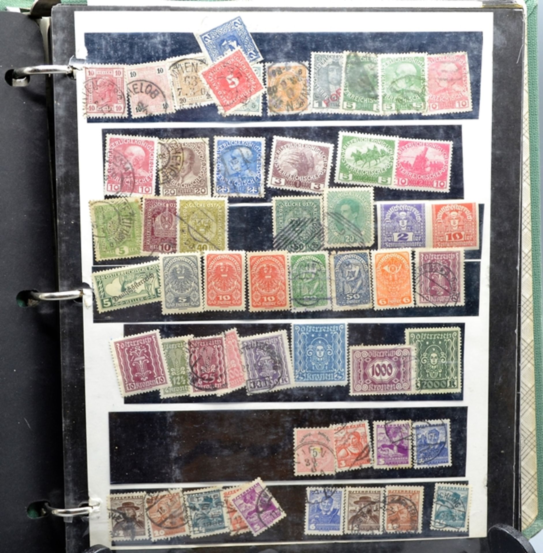 Briefmarken Sammlung darunter Album Österreich (auch einige Marken 1. Hälfte 20. Jhdt.), gutes Amer