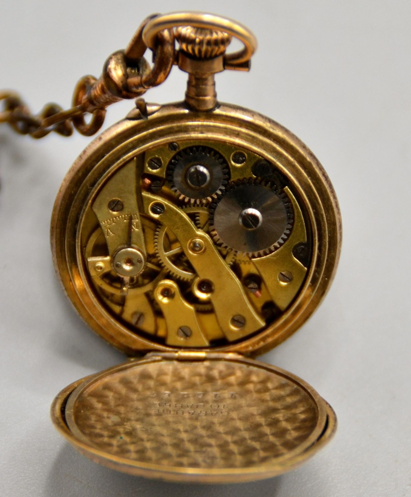 Chatelaine Uhrenkette mit geflochtenem Echthaar u. Drusus Damentaschenuhr um 1900, geflochtene Echt - Bild 5 aus 5