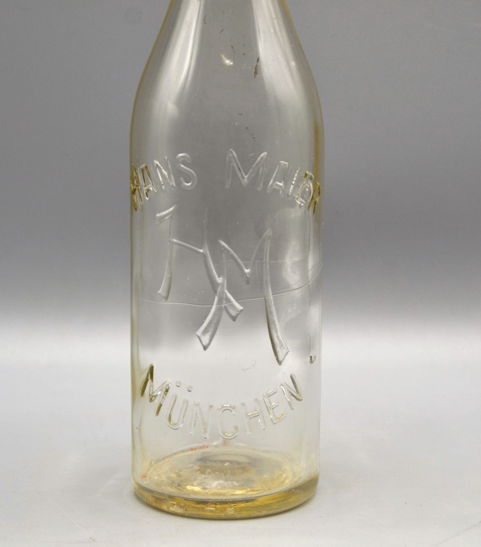 Flasche Bügelflasche Hans Maier HM München selten, eventuell Riss oder Herstellungsmakel in der Mit - Bild 2 aus 3