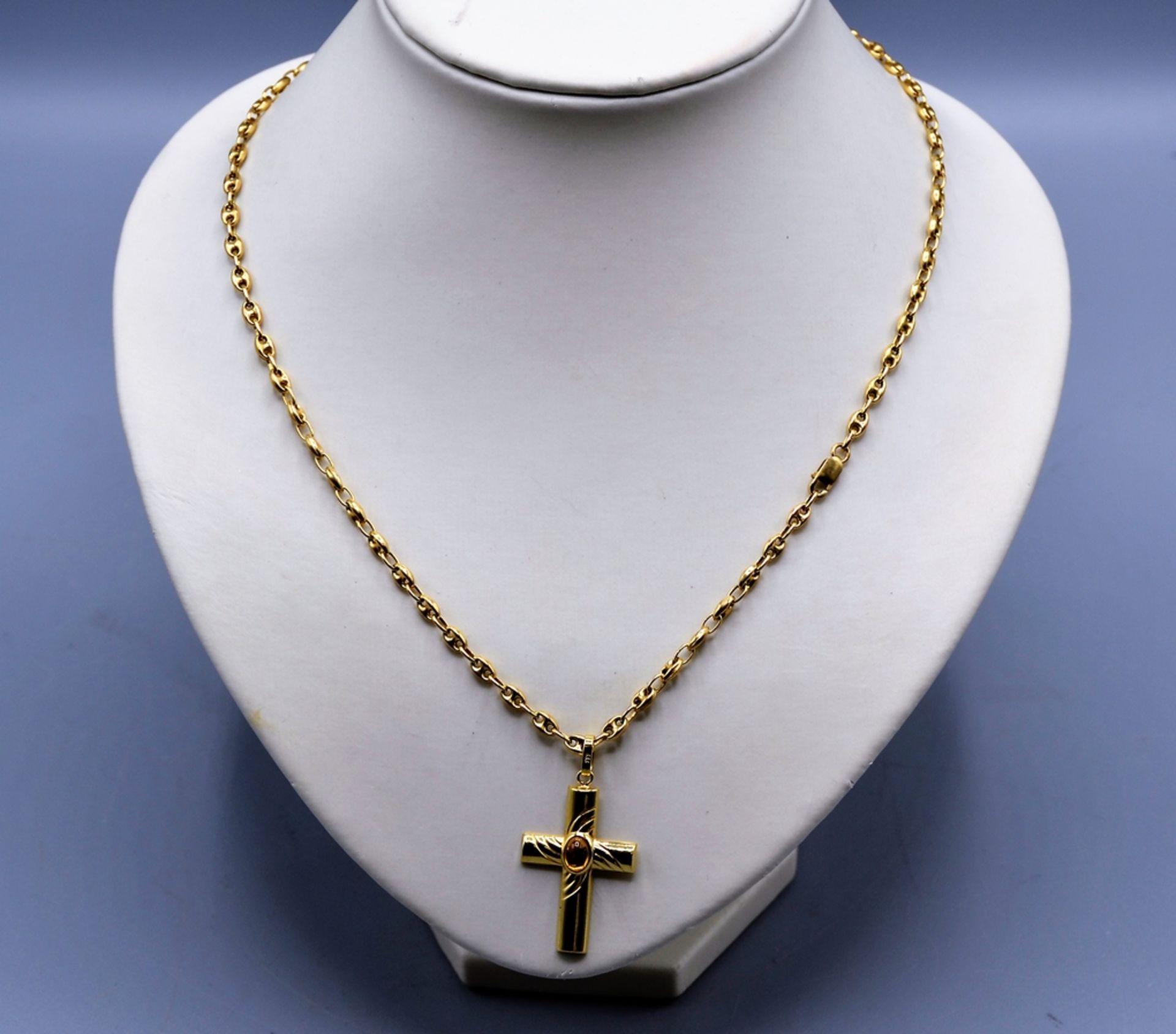 Goldkette mit Kreuz 333 Gold, Länge ca. 50 cm, 8 g - Bild 3 aus 3