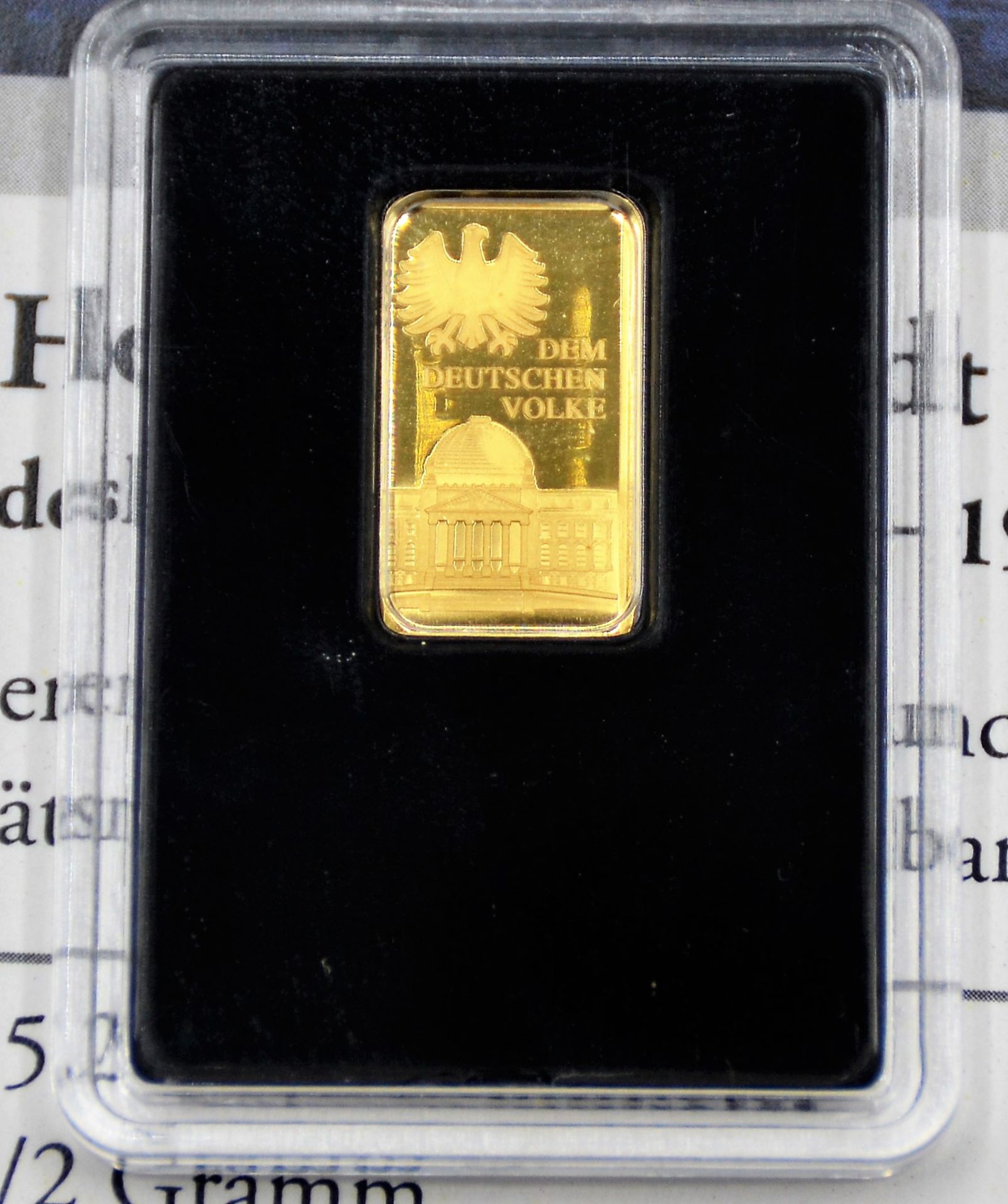Goldbarren 0,5 g Helmut Schmidt, 15,2 x 8,6 mm, 999 Feingold, Polierte Platte - Bild 2 aus 2
