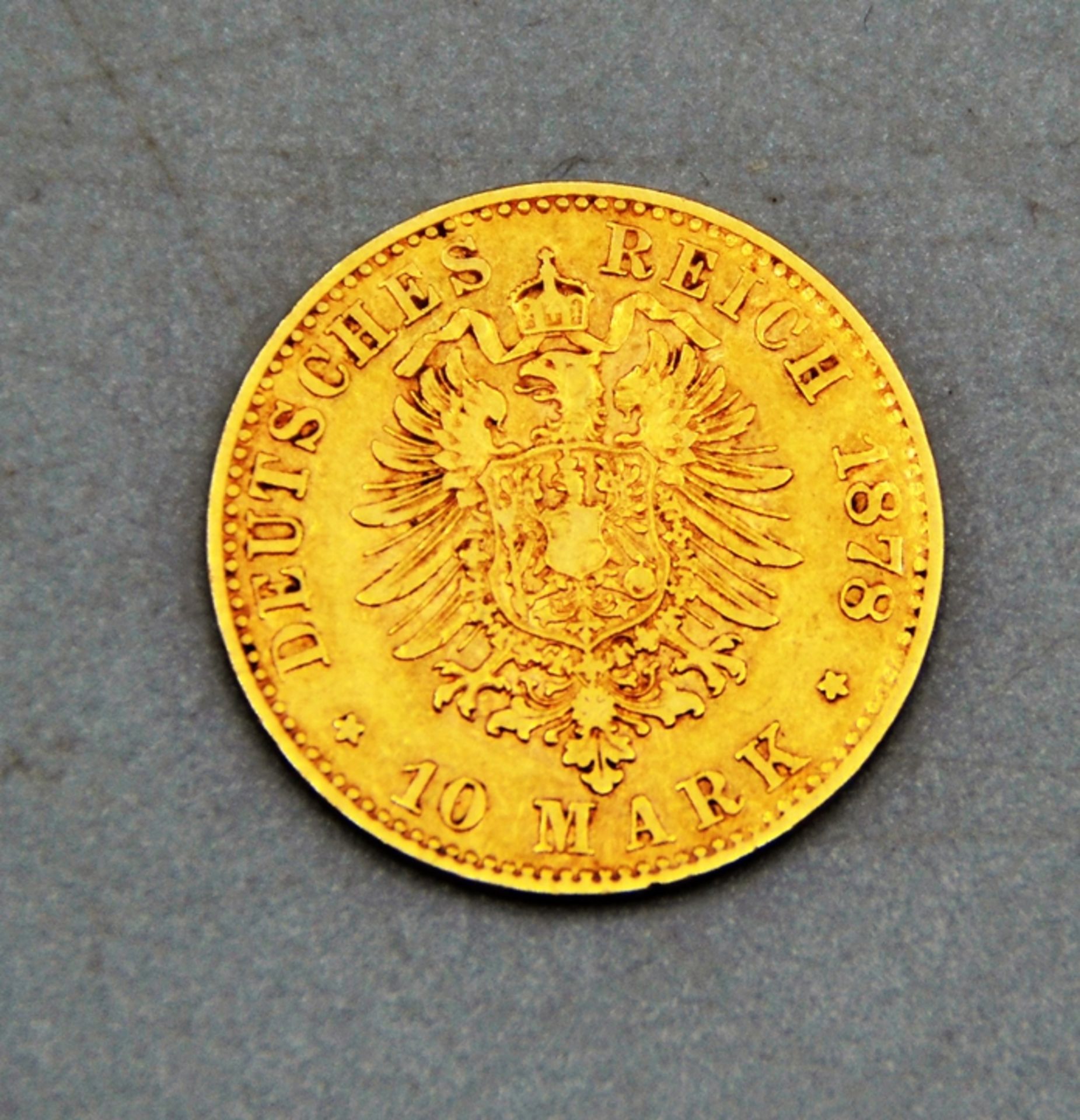 10 Reichsmark Gold 1878 F Wuerttemberg 900er Gold - Bild 2 aus 2