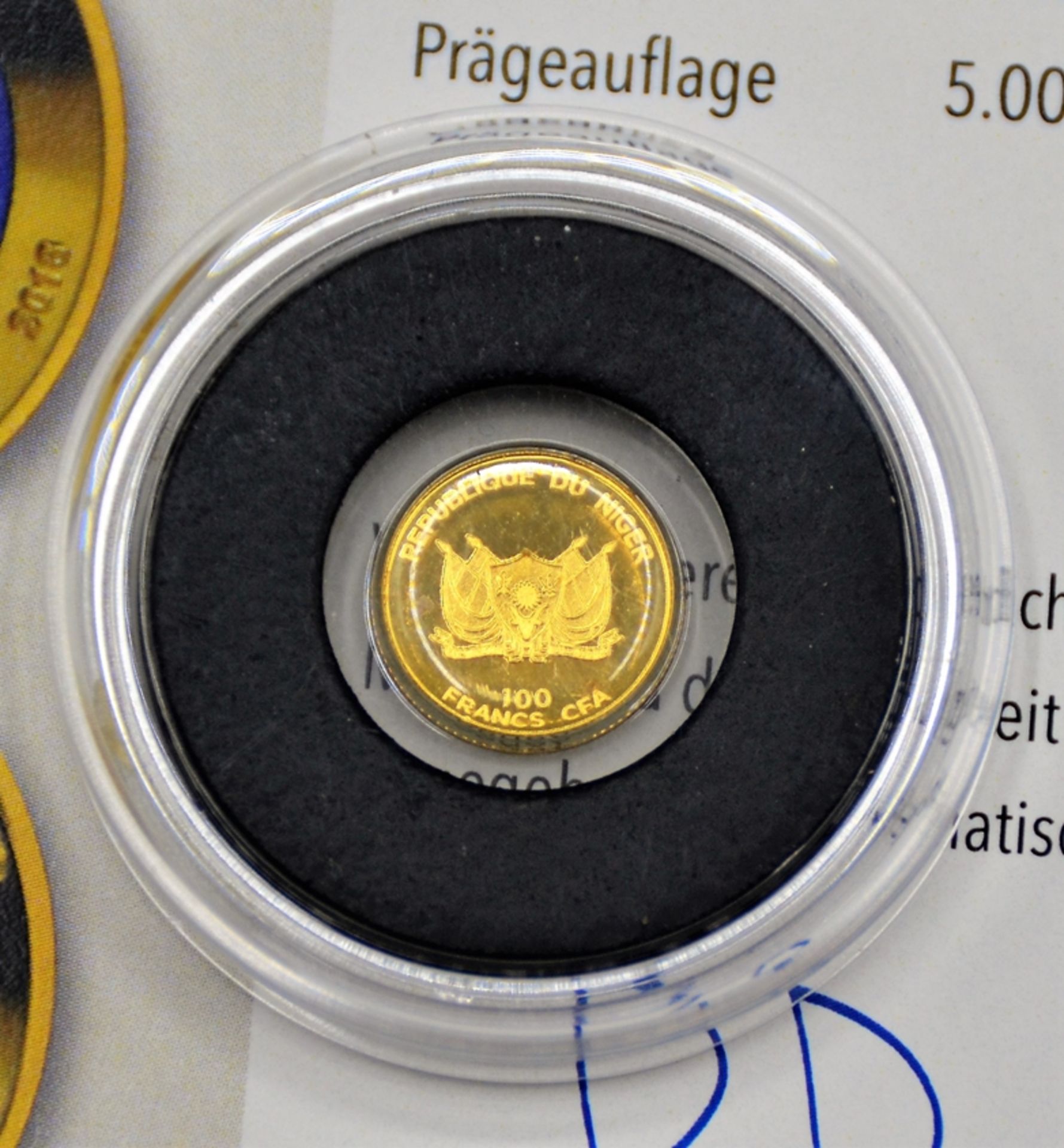 100 Francs CFA 2016 Planet Erde Goldmünze 0,5g 999 Feingold Ø 11 mm, Polierte Platte - Bild 2 aus 2
