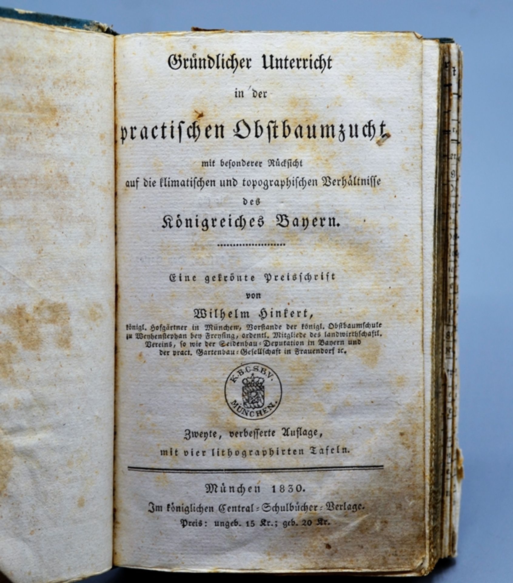 Buch Gründlicher Unterricht in der praktischen Obstbaumzucht München 1830, von Wilhelm Hinkert, Im  - Bild 5 aus 5
