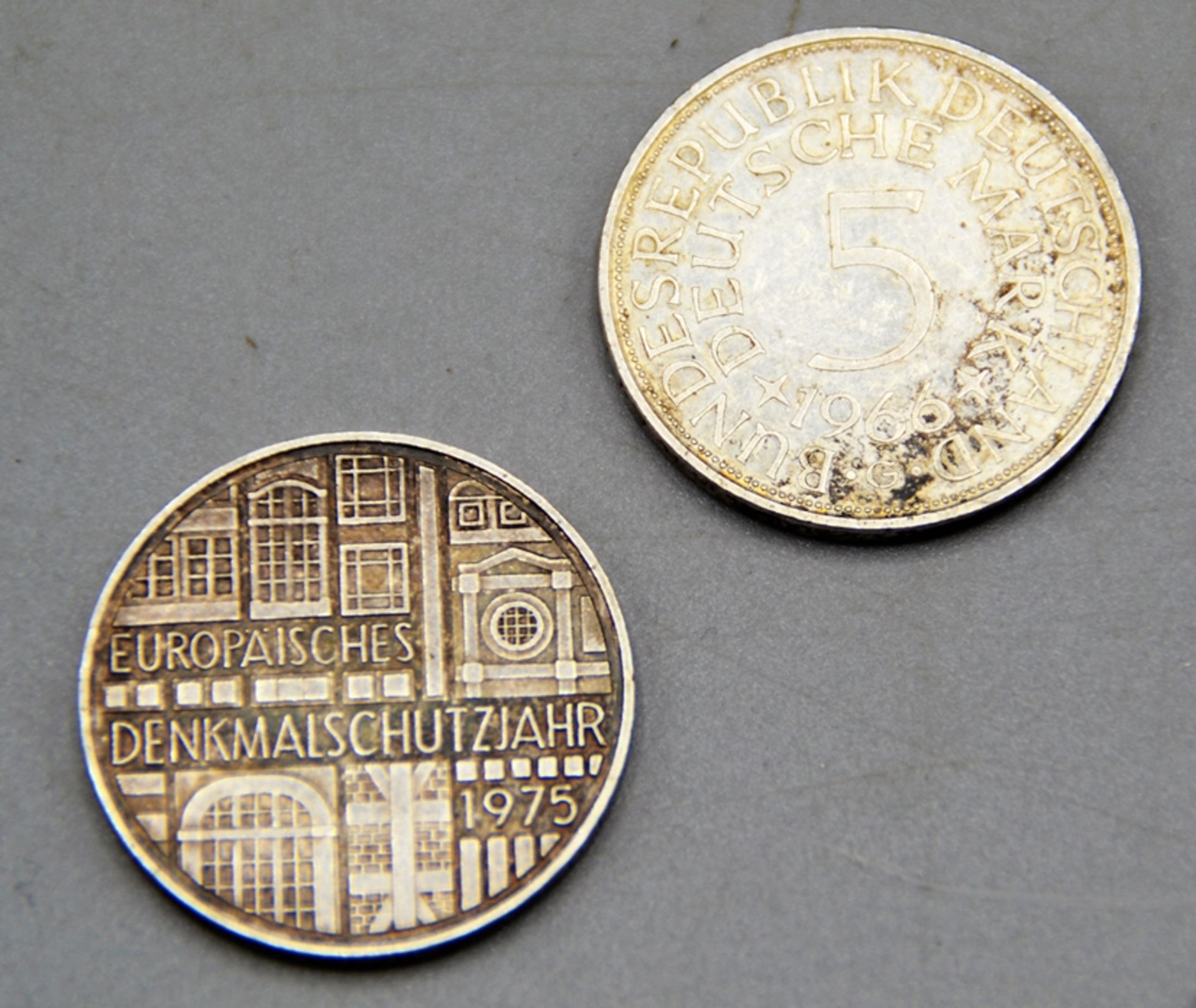 5 Mark 1966 G u. 5 Mark 1975 F Silber Münzen