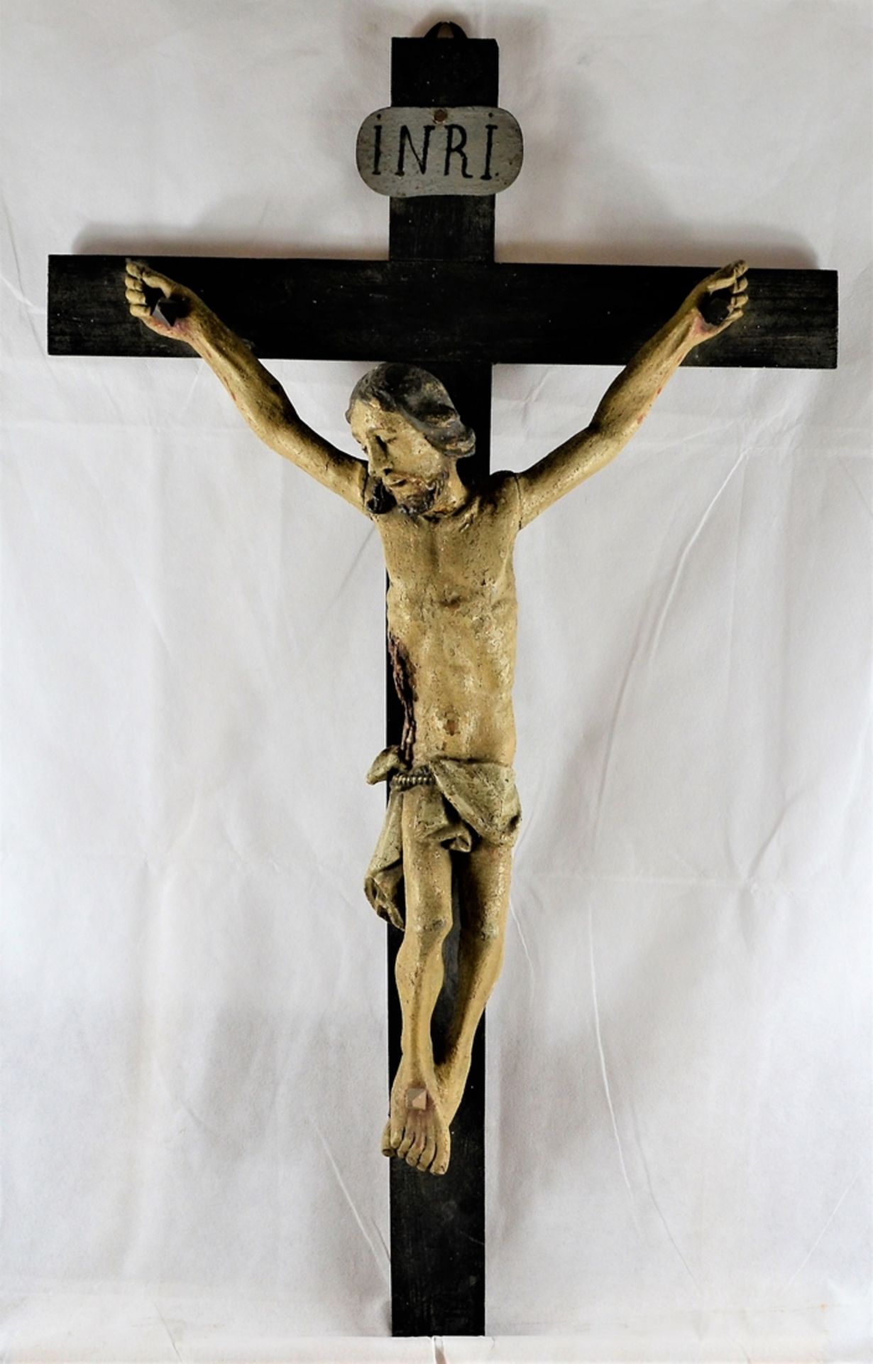 Kruzifix Christus groß Schnitzfigur Ende 18 Jhdt. ca. 111 cm