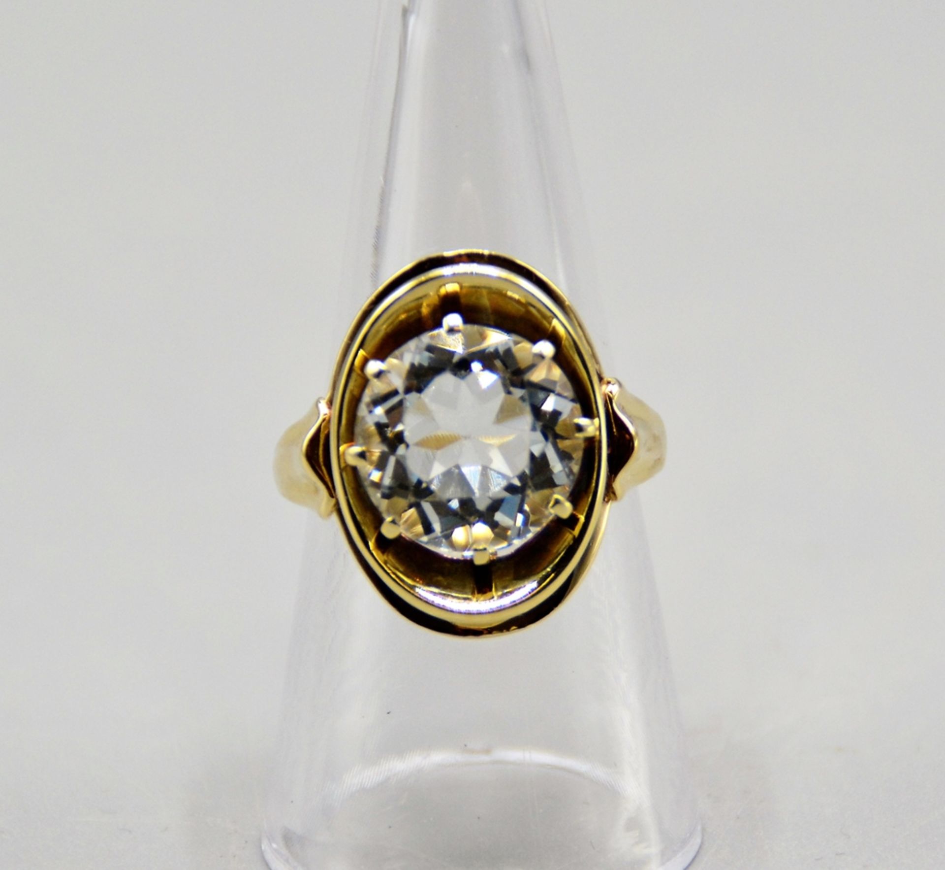 Aquamarin Ring 585 Gold, Aquamarin Brillantschliff Ø 11,6 mm, Ring Ø 18 mm, 6,6 g - Bild 2 aus 3