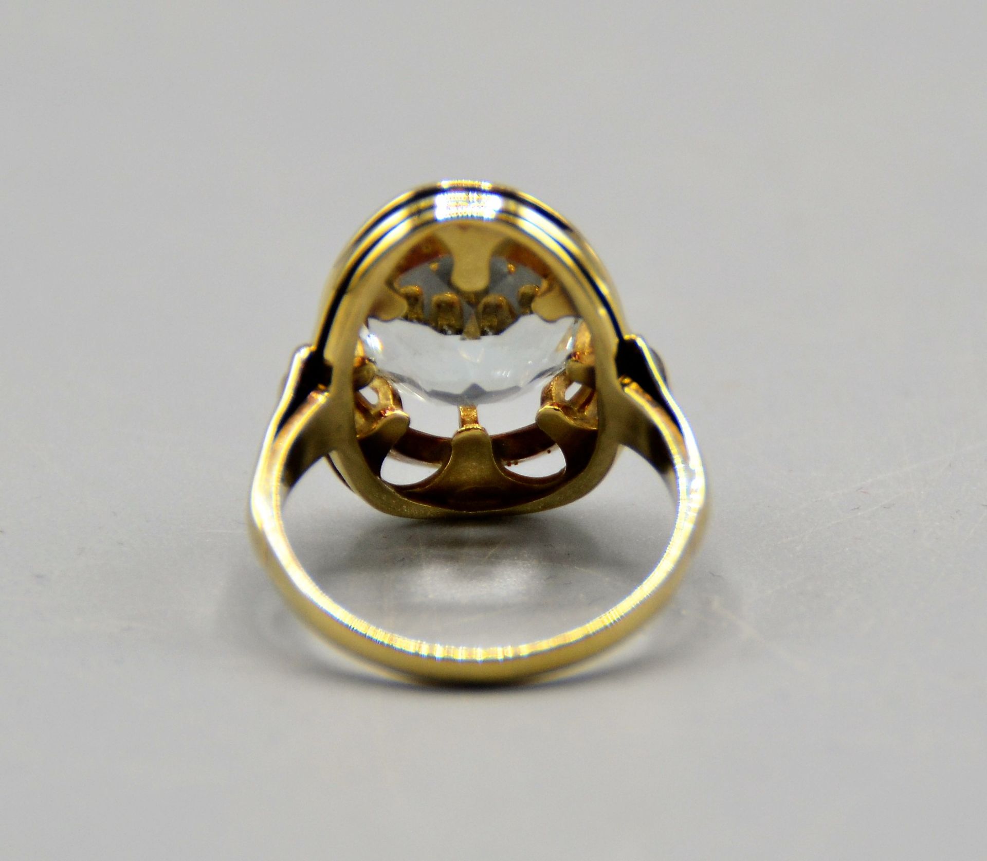 Aquamarin Ring 585 Gold, Aquamarin Brillantschliff Ø 11,6 mm, Ring Ø 18 mm, 6,6 g - Bild 3 aus 3