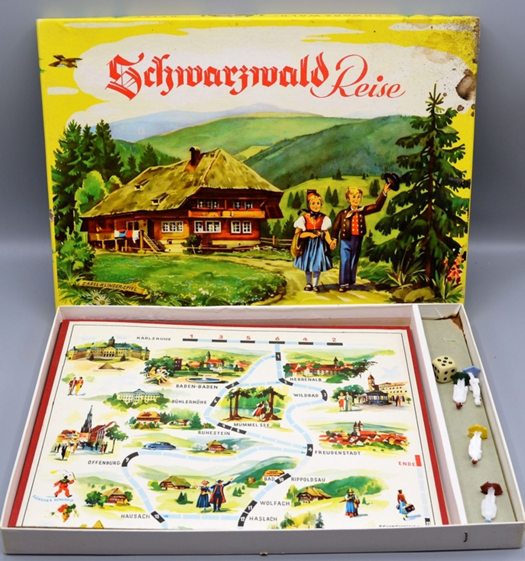 Würfelpuzzle Bilder Kubus alte Spiele Konvolut 4-teilig, darunter Kinder Postamt Abel-Klinger Spiel - Image 4 of 4