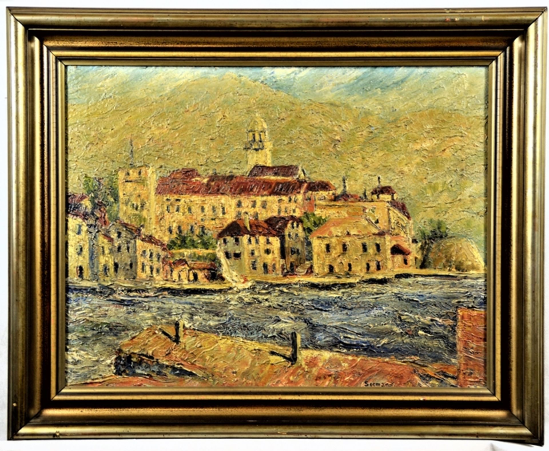 Rudolf Seemann (Frankfurt / Oder 1906-1977 Rheine) Gemälde Ragusa Sizilien 20 Jhdt., expressionist