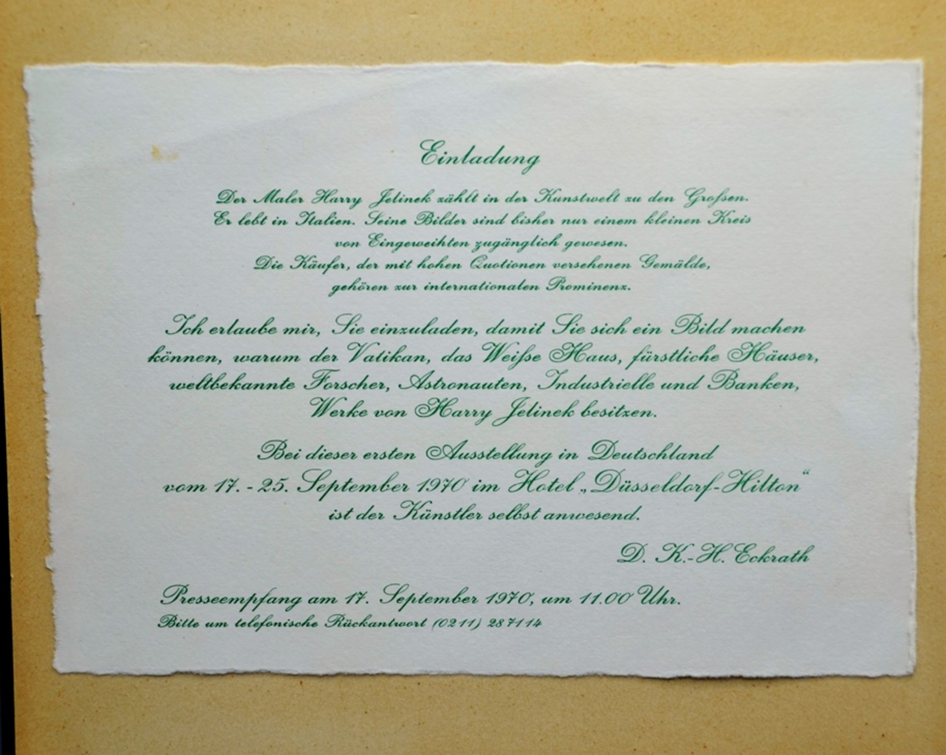 Harry Jelinek ( 1905 Tschechien - 1986 Guarene / Italien ), Album zur 1. Ausstellung 1970 in Deutsc