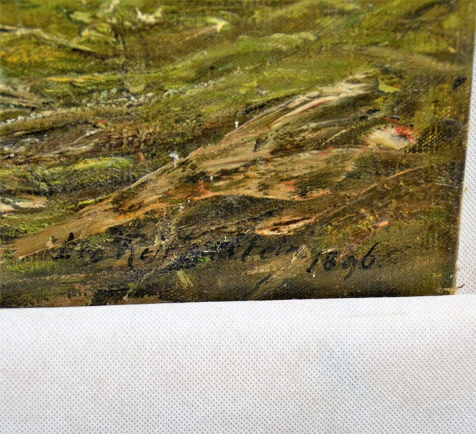 Leo Keilstein 1896 Gemälde Mühle im Wald, Öl auf Leinwand, re. u. signiert u. datiert, ca 62 x 50 c - Bild 2 aus 2