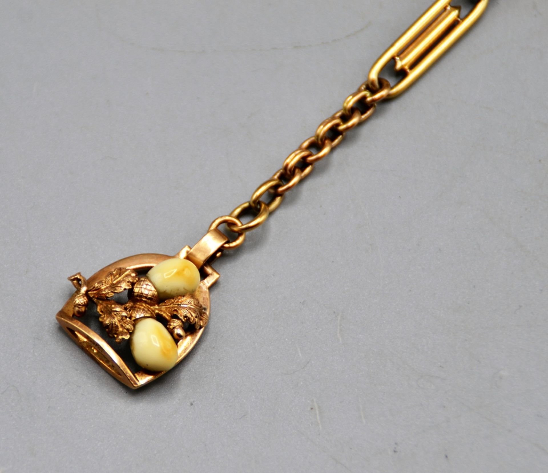 Grandel Chatelaine Uhrenzipfel Gold 585 Jagdschmuck ca. 25 cm, 28,3 g - Image 2 of 4