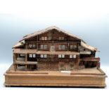 Berghof Alm Miniatur Schatulle Schmuckschatulle um 1900 ca. 35 x 19 x 20 cm, tolle Handarbeit