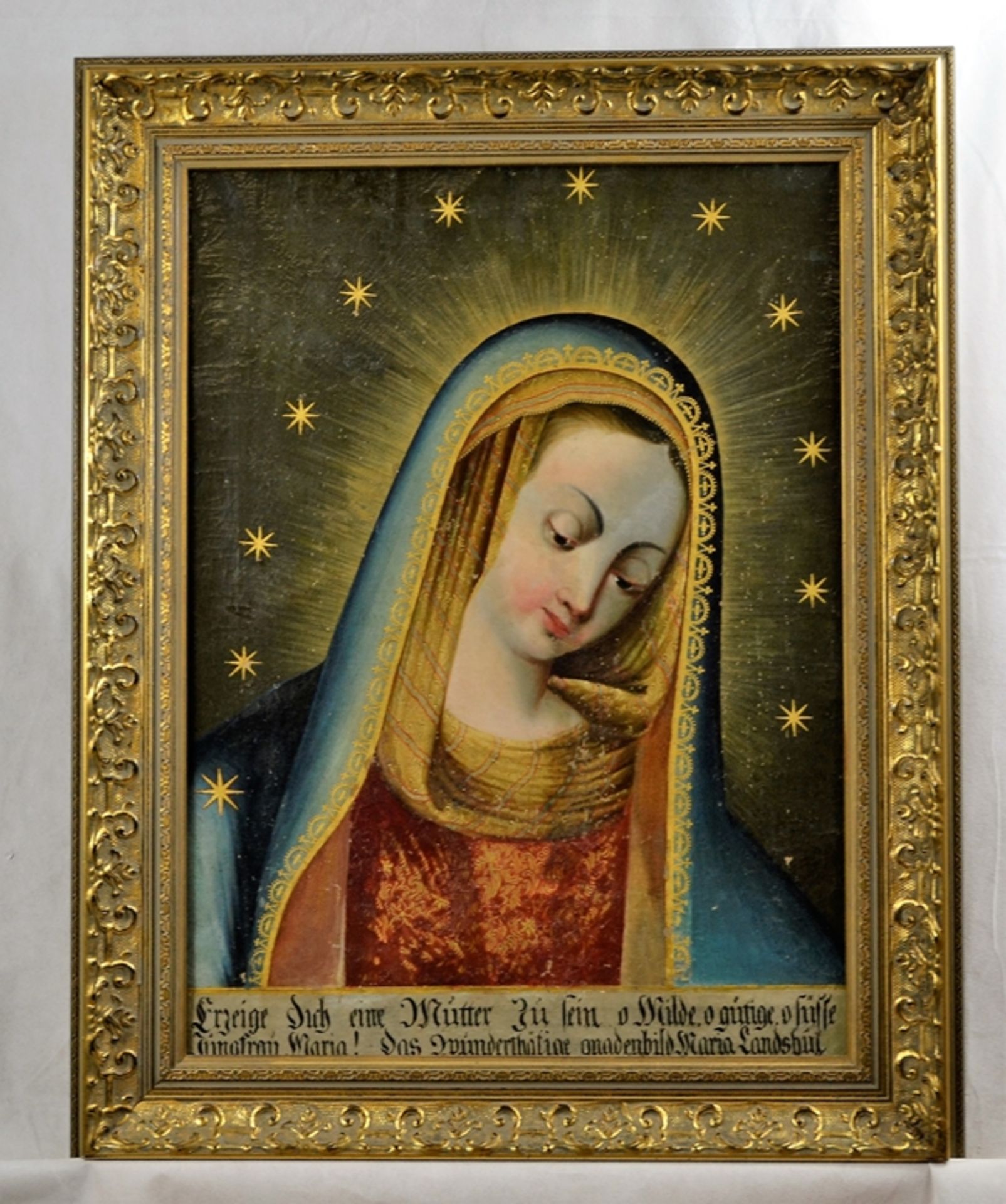 Gnadenbild Maria Landshut Madonna mit dem geneigten Haupt 18 Jhdt., Öl auf Leinwand, ca. 76 x 60 cm
