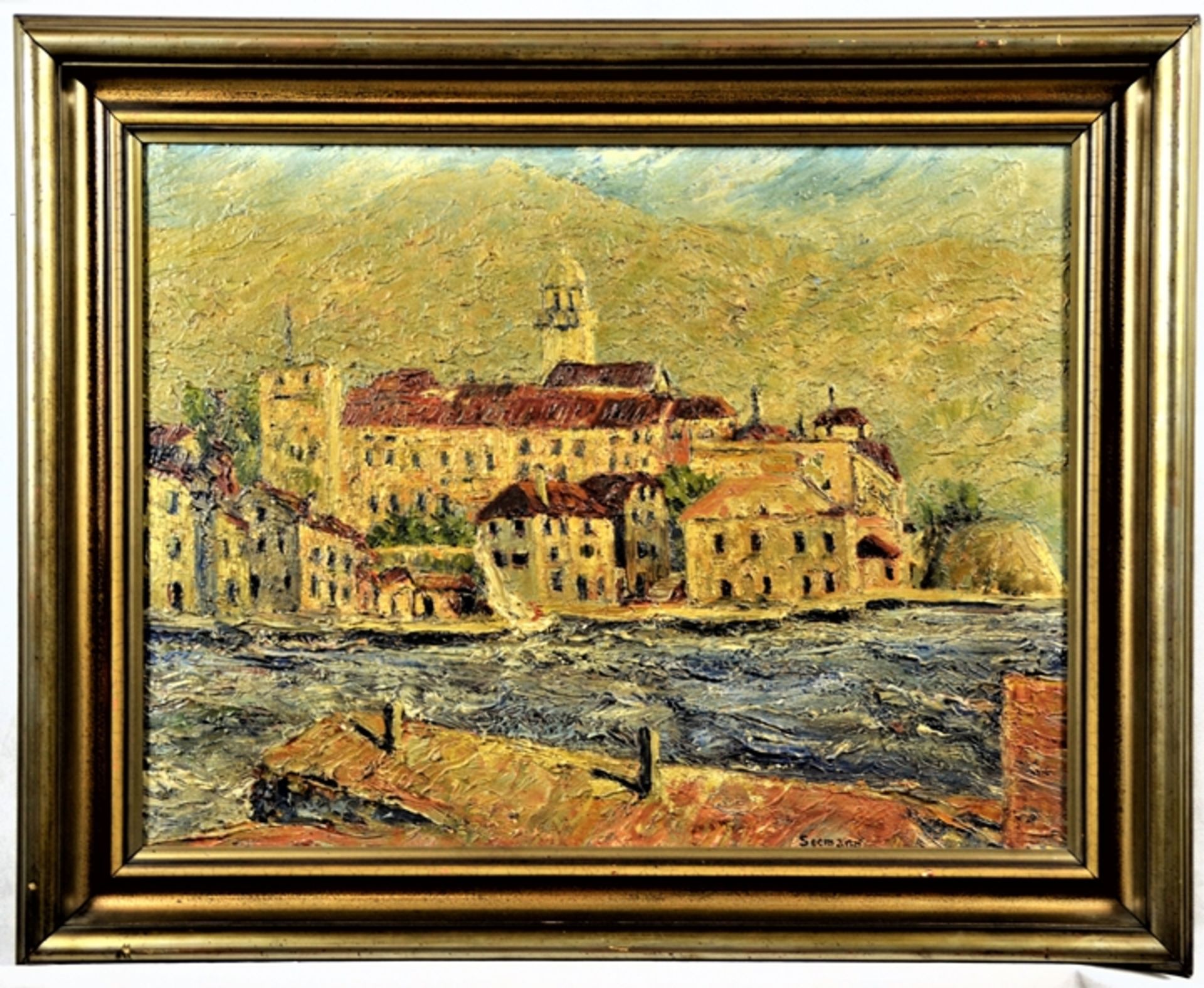 Rudolf Seemann (Frankfurt / Oder 1906-1977 Rheine)  Gemälde Ragusa Sizilien 20 Jhdt., expressionist