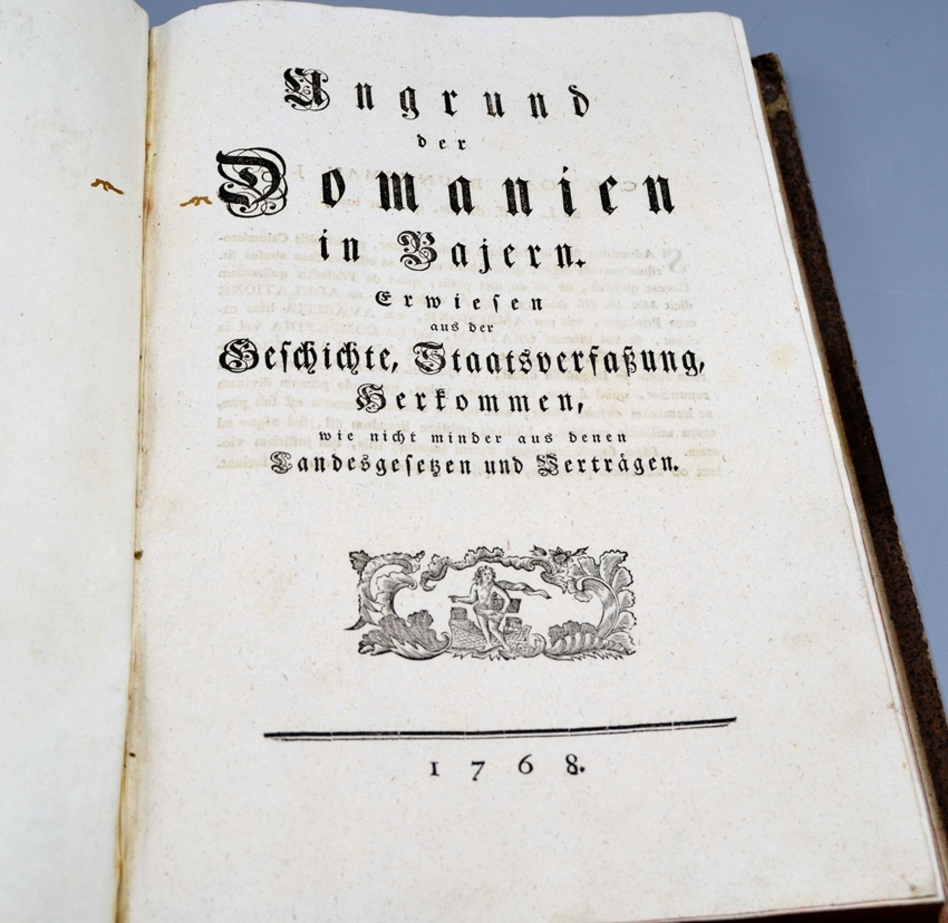 Buch "Ungrund der Domanien in Bajern" v. Anton Johann Lipowsky 1768, Beschädigungen vorhanden (über - Bild 2 aus 2