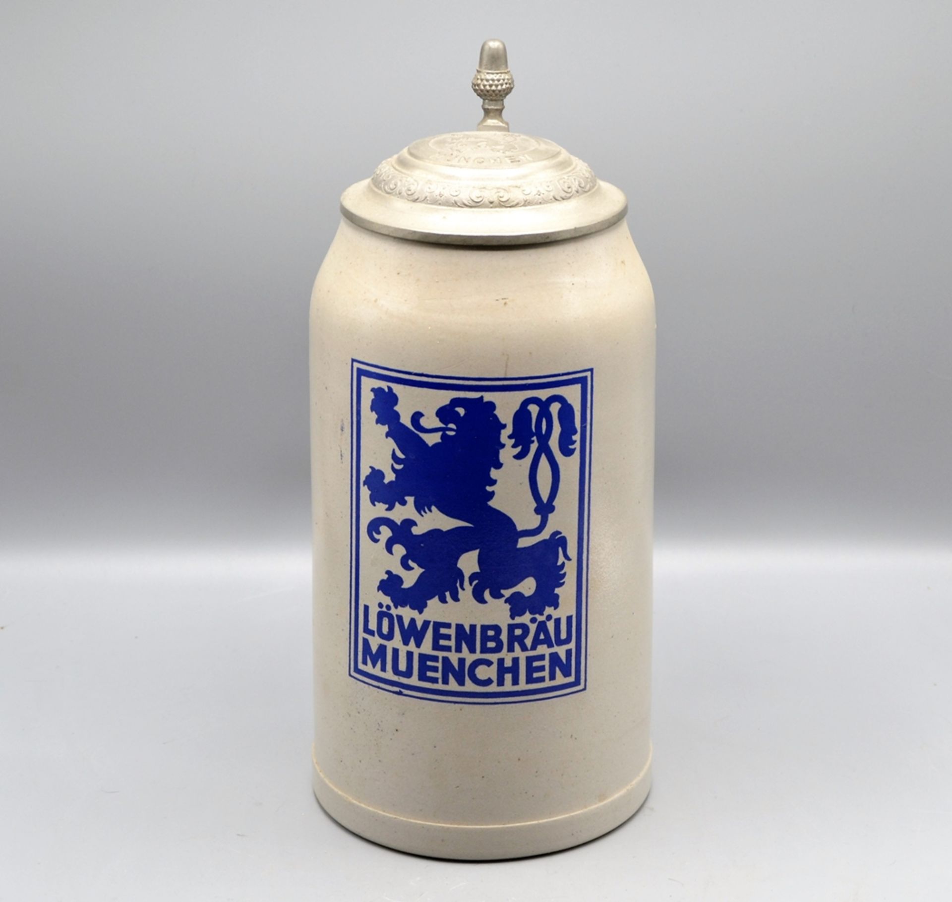Bierkrug Löwenbräu München groß 3 Liter mit Zinndeckel