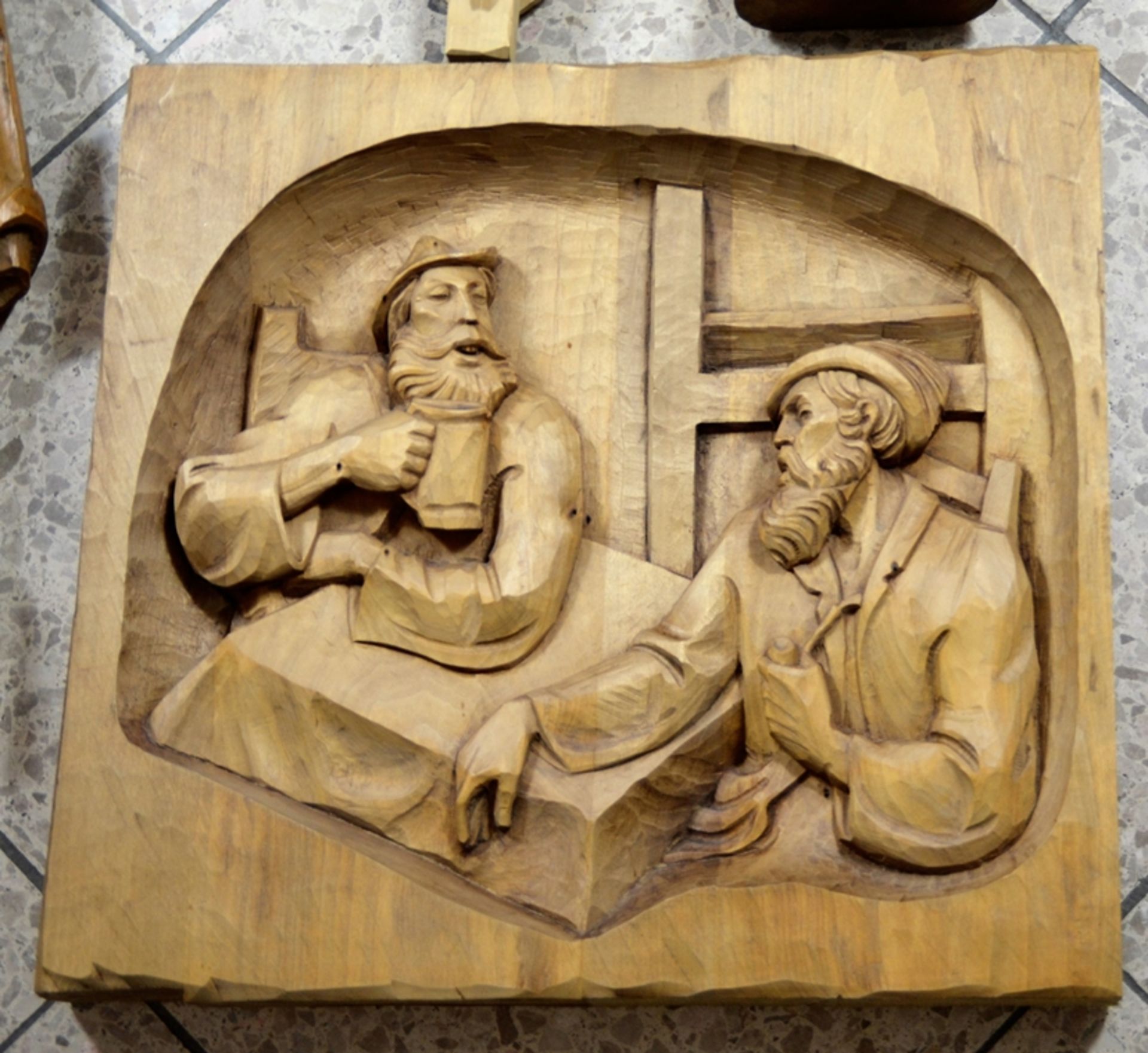 Madonna Feldkreuz Holzrelief etc. Schnitzobjekte Konvolut 4-teilig - Image 4 of 4