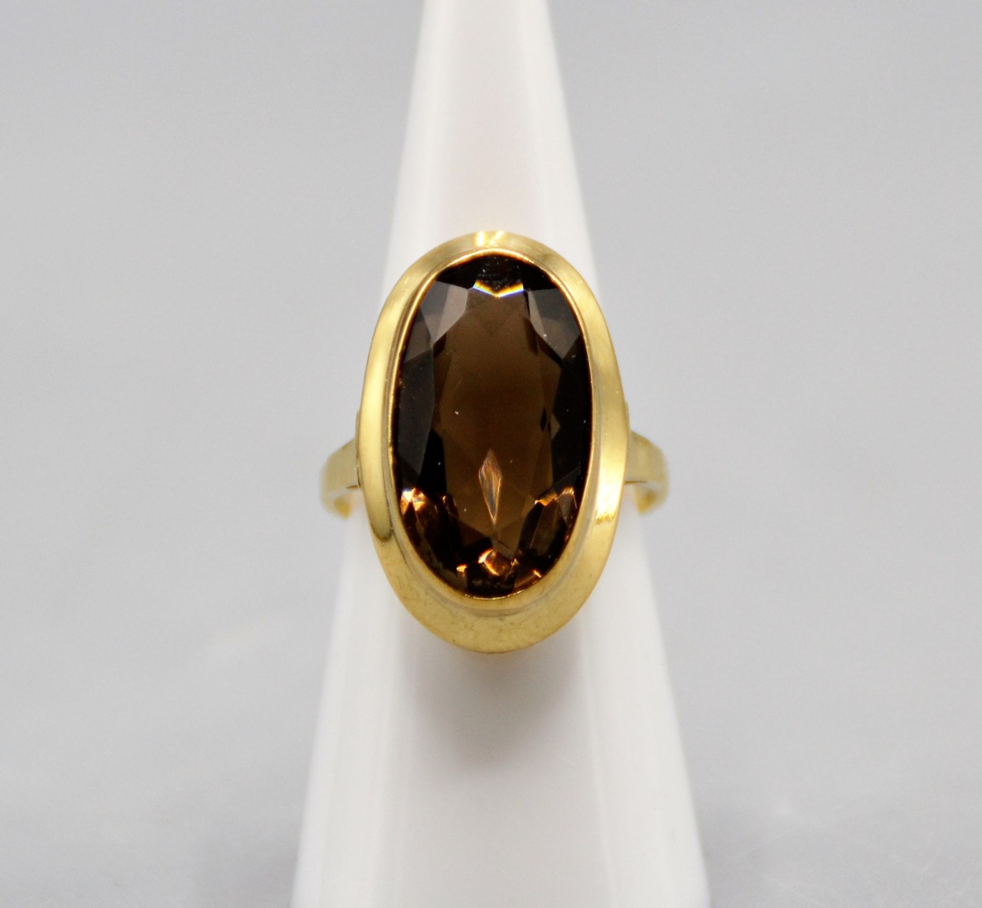 Rauchquarz Goldring 333 Gold, Rauchquarz ca. 19,2 x 10,7 mm, Ø 17 mm, 5 g - Image 2 of 3