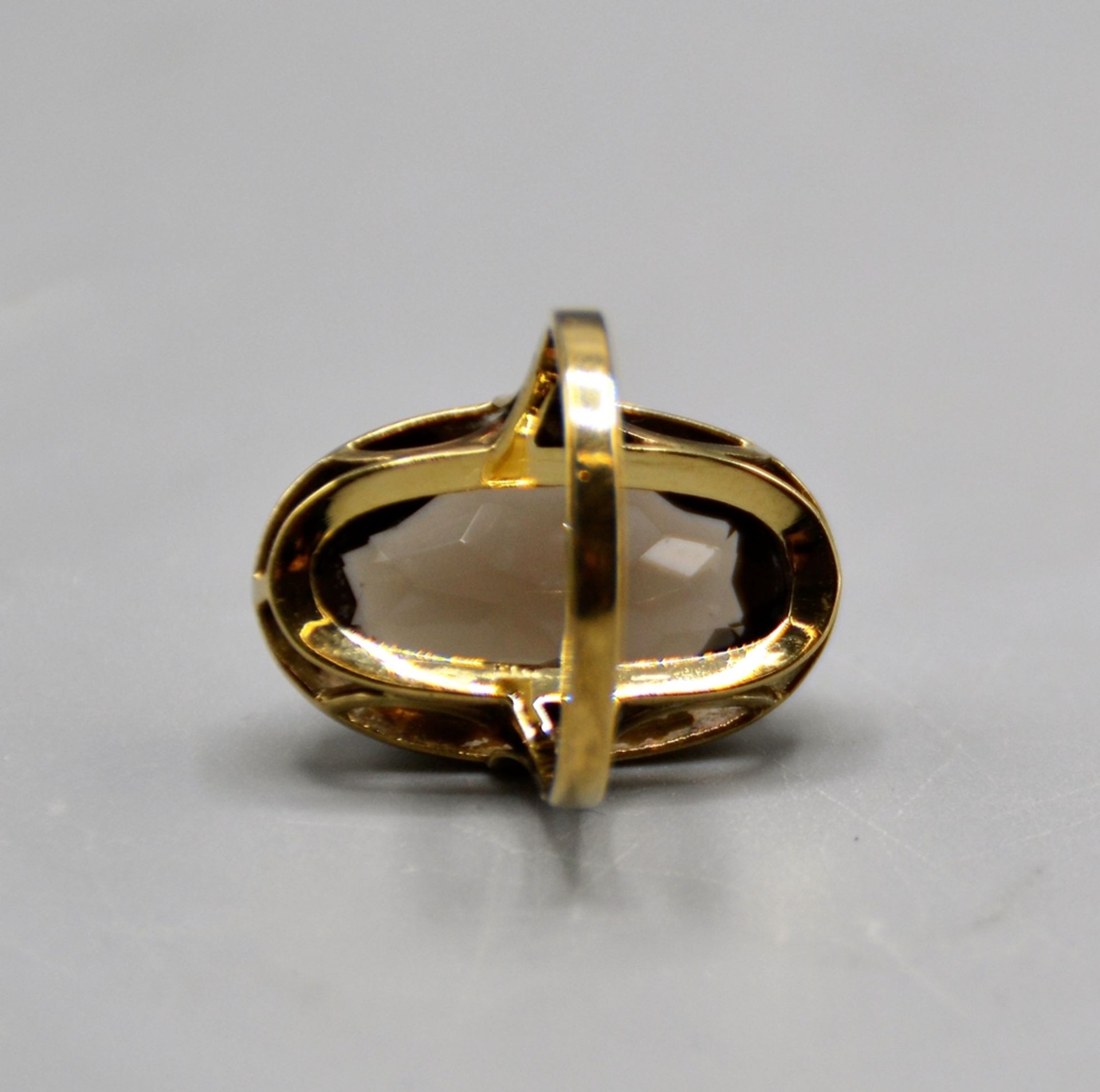 Rauchquarz Goldring 333 Gold, Rauchquarz ca. 19,2 x 10,7 mm, Ø 17 mm, 5 g - Image 3 of 3