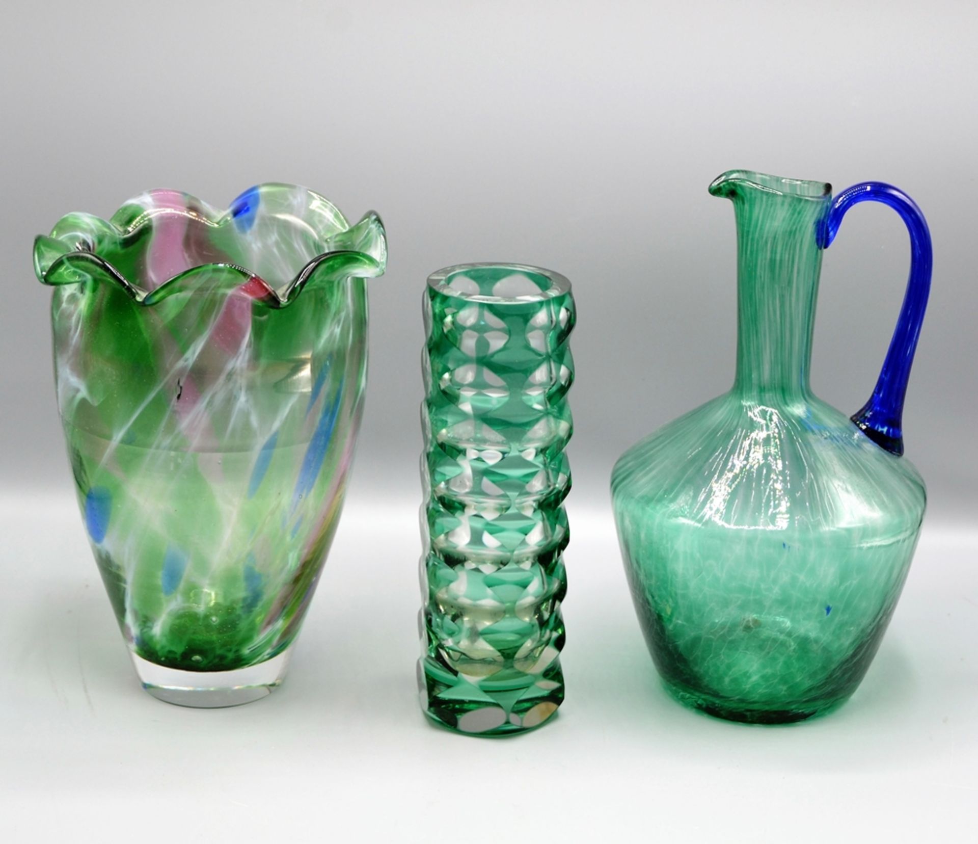 Vasen Karaffen Glas Konvolut ca. 19 St., darunter mundgeblasene Vasen, Murano, Kristallglas, alte S - Bild 4 aus 7