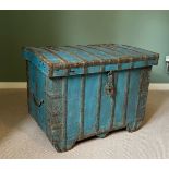 A LARGE INDIAN BLUE PAINTED TRUNK