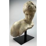 AN ITALIAN MARBLED COMPOSITE BUST OF APHRODITE, after the antique. 52cm in height, to include the